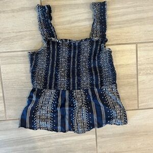 Old Navy Blue and White Smocked Tank Top